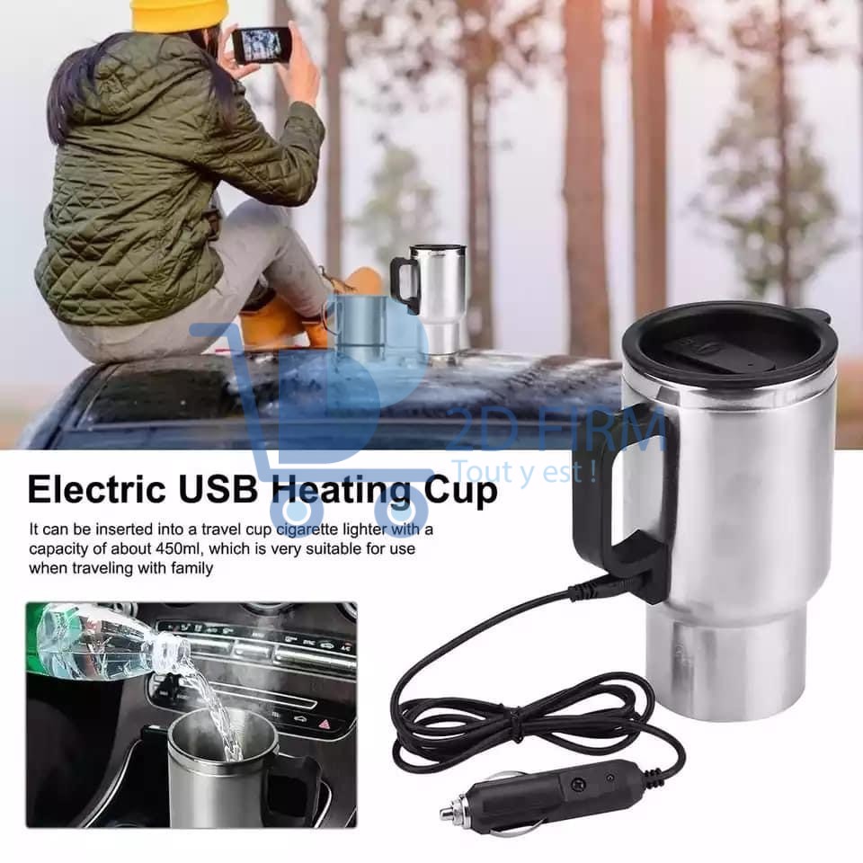 Thermos ou mug en acier inoxydable voiture ou chauffe tasse (12V- 450ml)