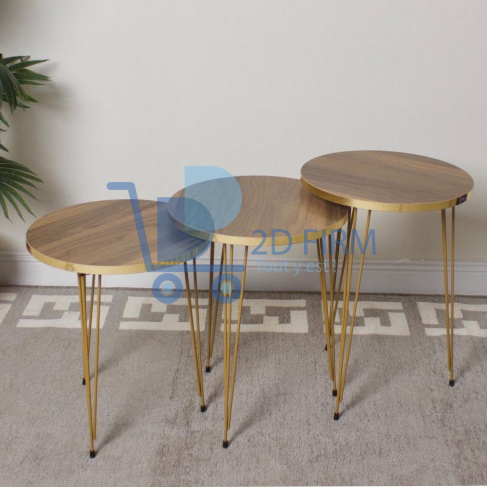 Ensemble de table avec pied doré | | 2D FIRM